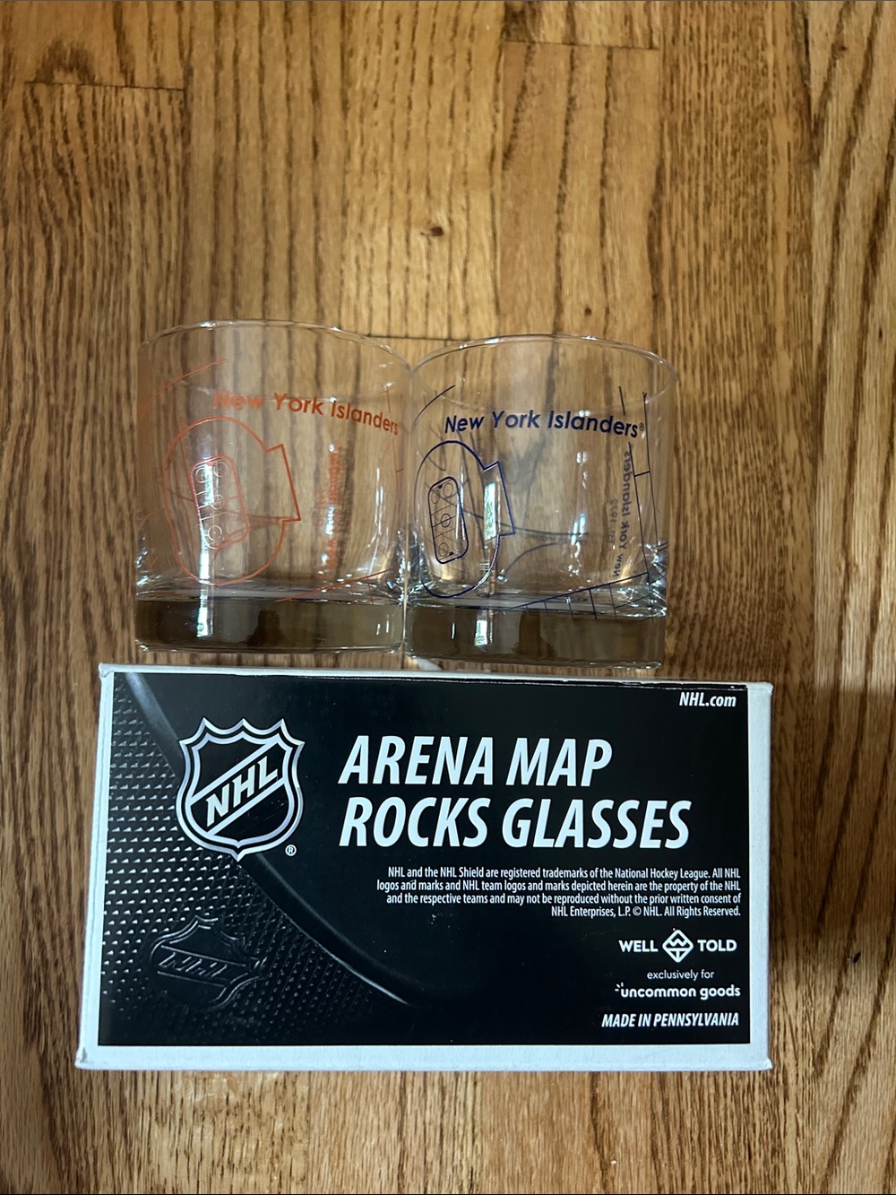 New York Islanders Arena Map Rocks Glasses - Set of 2 New in Box